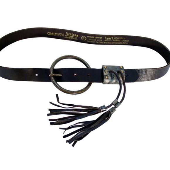 FIRETRAP Studded Leather O-Ring Belt with Tassel Women's S/30 - Picture 2 of 5